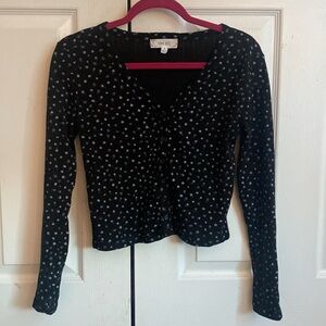 Pink Rose Women’s Buttoned Cardigan - Size: M, Color: Black, Gray